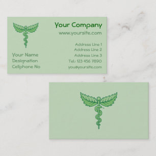 Caduceus met bladeren visitekaartje
