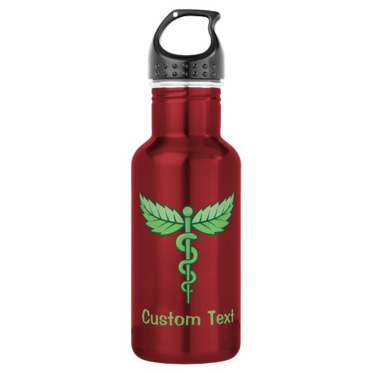 Caduceus met bladeren waterfles (Voorkant)