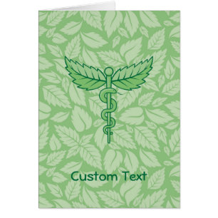 Caduceus met Briefkaart met lederen achtergrond