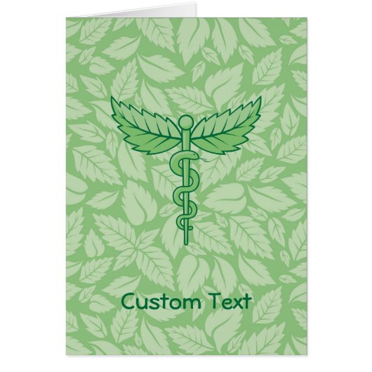 Caduceus met Briefkaart met lederen achtergrond (Voorkant)
