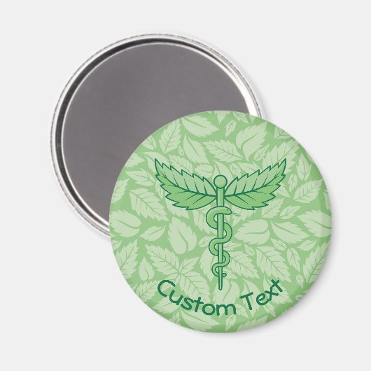 Caduceus met Leaves Background Magnet (Voorkant / Achterkant)