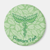 Caduceus met Leaves Background Magnet (Voorkant)