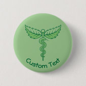 Caduceus met Leaves Button (Voorkant)