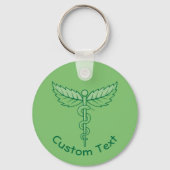 Caduceus met Leaves Sleutelhanger (Voorkant)