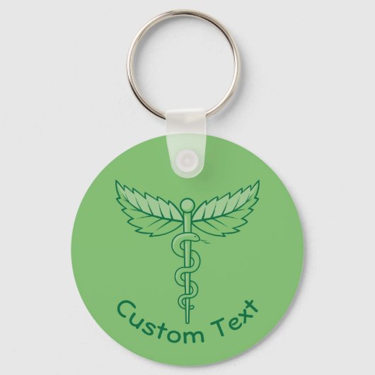 Caduceus met Leaves Sleutelhanger (Voorkant)
