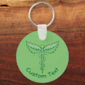 Caduceus met Leaves Sleutelhanger (Voorkant)
