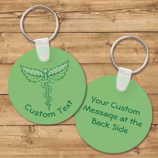 Caduceus met Leaves Sleutelhanger
