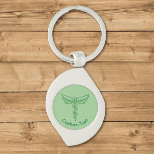 Caduceus met Leaves Sleutelhanger