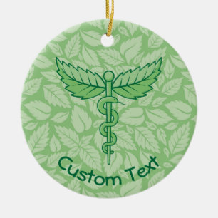 Caduceus met Ornament met lederachtergrondkeramiek