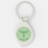 Caduceus met Sleutelhanger achtergrond met bladere (Voorkant)