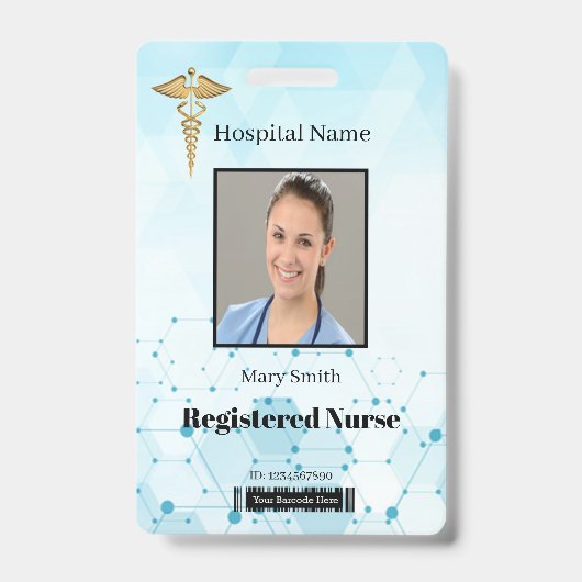 Caduceus Molecule Medische Verticale Foto ID Badge (Voorzijde)