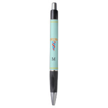 Caduceus & Monogram op lichte blauwe achtergrond