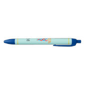 Caduceus & Monogram op lichte blauwe achtergrond Zwarte Inkt Pen (Bodem)