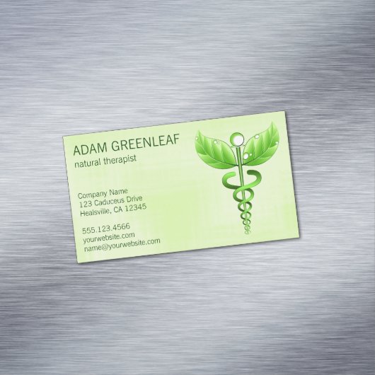 Caduceus Natuurtherapeut Visitekaartje magneet (Voorbeeld)