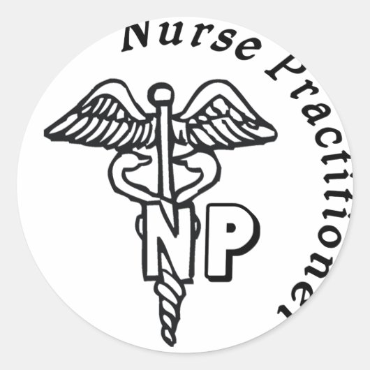 CADUCEUS NP LOGO NURSE PRACTITIONER RONDE STICKER (Voorkant)
