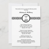 Caduceus Nurse Afstuderen Invite Black & White RN Kaart (Voorkant)