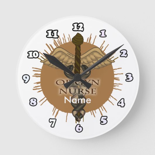 Caduceus OB Gyn Nurse clock Ronde Klok (Voorkant)