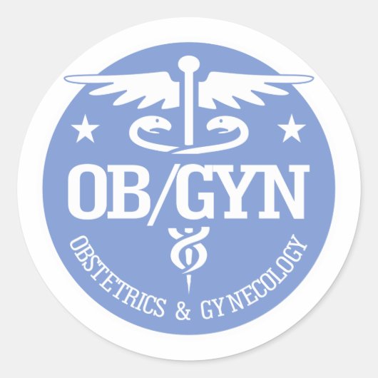 Caduceus OBGYN cadeauideeën Ronde Sticker (Voorkant)