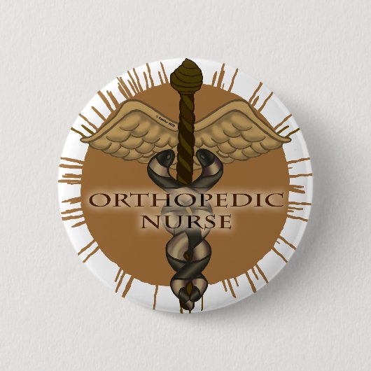 Caduceus orthopedisch verpleegkundige pijn ronde button 5,7 cm (Voorkant)