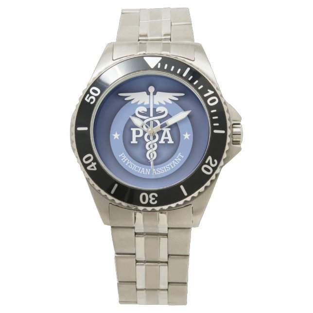 Caduceus PA 2 (blauw) Horloge (Voorkant)