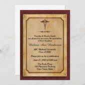 Caduceus, Parchment, Medical Afstuderen Annoucemen Kaart (Voorkant / Achterkant)