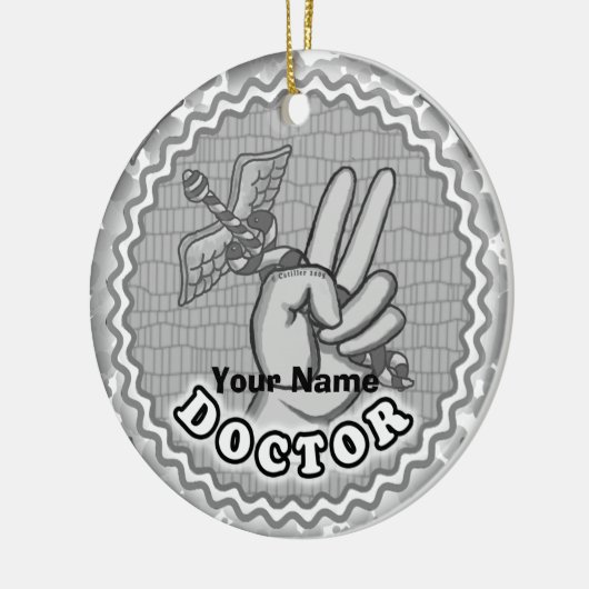 Caduceus peace doctor keramisch ornament (Links)