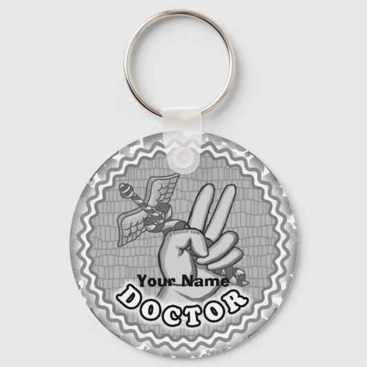 Caduceus peace doctor sleutelhanger (Voorkant)