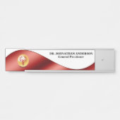 Caduceus red banner golf goud | doktersmuur deurbordje (Voorkant)
