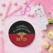 Caduceus Red & Black Medical School Afstuderen Papieren Bordje (Feest)