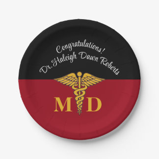 Caduceus Red & Black Medical School Afstuderen Papieren Bordje