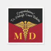 Caduceus Red & Black Medical School Afstuderen Servet (Voorkant)