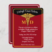 Caduceus Red/Gold/Black Medical School Afstuderen Kaart (Voorkant / Achterkant)