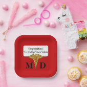 Caduceus Red & Gold Medical School Afstuderen Papieren Bordje (Feest)