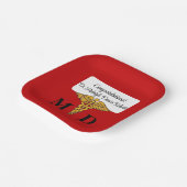 Caduceus Red & Gold Medical School Afstuderen Papieren Bordje (Gebogen)