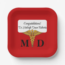 Caduceus Red & Gold Medical School Afstuderen Papieren Bordje