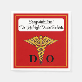 Caduceus Red & Gold Medical School Afstuderen Servet