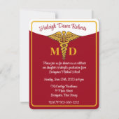 Caduceus Red/Gold/White Medical School Afstuderen Kaart (Voorkant)