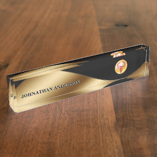 Caduceus red gold zwarte banner medisch elegant naambordje