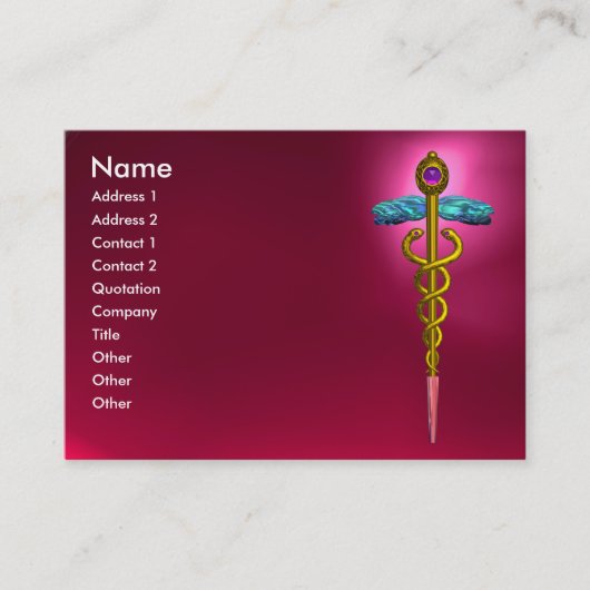 CADUCEUS, RED RUBY, levendig amethyst roze, fuchsi Visitekaartje (Voorkant)