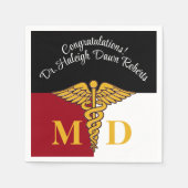 Caduceus Red/White/Black Medical School Afstuderen Servet (Voorkant)