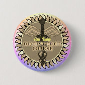 Caduceus Registered Nurse-toets Ronde Button 5,7 Cm (Voorkant)