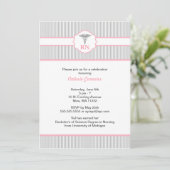 Caduceus RN BSN LPN Afstuderen Roze en grijs Kaart (Staand voorkant)