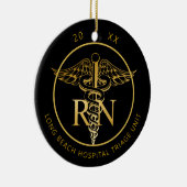 Caduceus RN Medical Unit Black en Gold Photo Keramisch Ornament (Rechts)