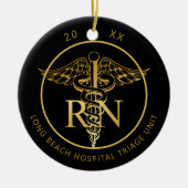 Caduceus RN Medical Unit Black en Gold Photo Keramisch Ornament (Voorkant)