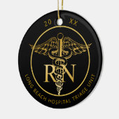 Caduceus RN Medical Unit Black en Gold Photo Keramisch Ornament (Links)
