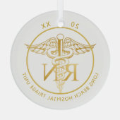 Caduceus RN Medical Unit Gold Glass Ornament (Achterkant)