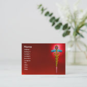 CADUCEUS, RODE ROBIJN  levendig goud amethist Visitekaartje (Staand voorkant)