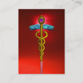 CADUCEUS, RODE ROBIJN  levendig goud amethist Visitekaartje (Achterkant)