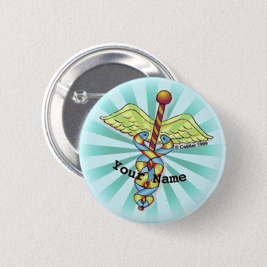 Caduceus Ronde Button 5,7 Cm (Voorkant /achterkant)