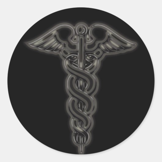Caduceus Ronde Sticker (Voorkant)